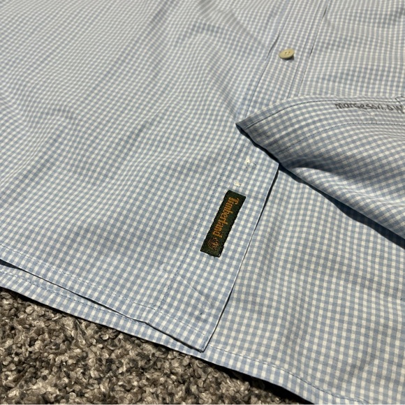 Timberland Shirt Mens Large Blue Gingham Plaid Check Button Up Long Sleeve Note - Picture 7 of 9